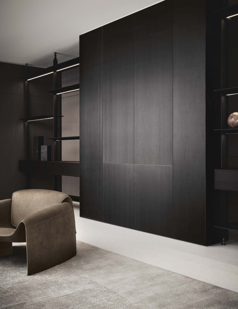Poliform architectural Surface and Lexington system, with Le Club armchair