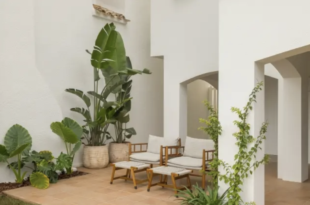 Flexform Lee Outdoor armchairs and Tonga Outdoor ottomans