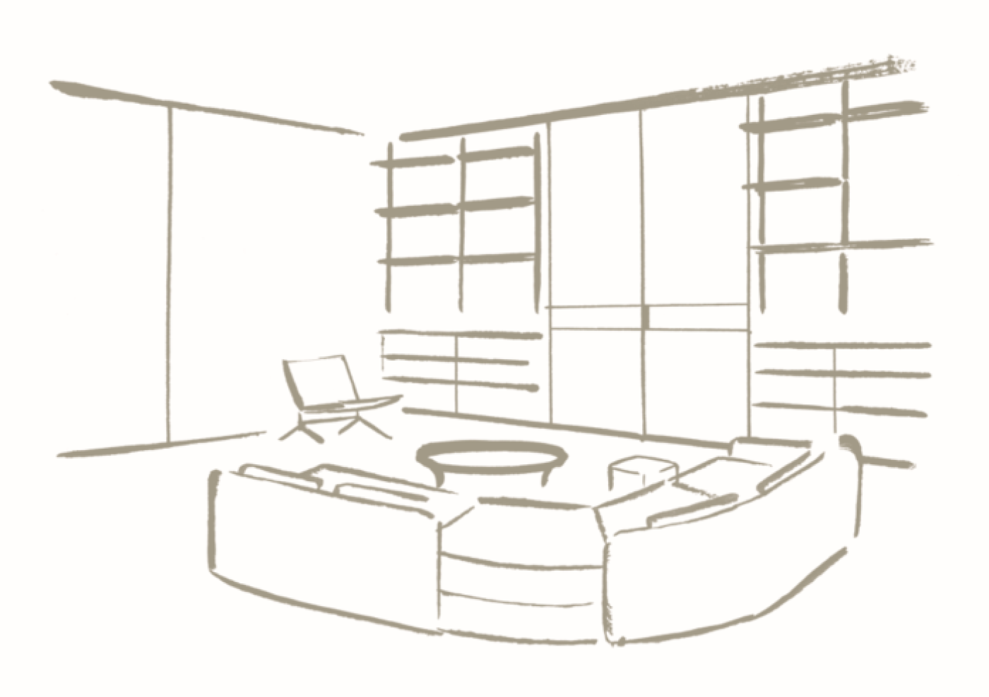 Schetsontwerp interieur met Poliform